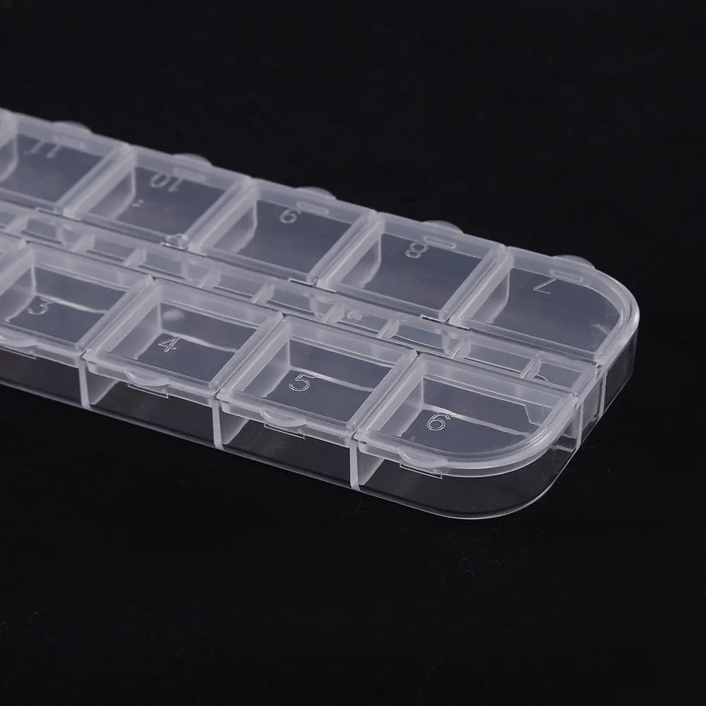 NAILFYOU Nail Art Accessories Storage Box — 12 Grid Transparent Organizer