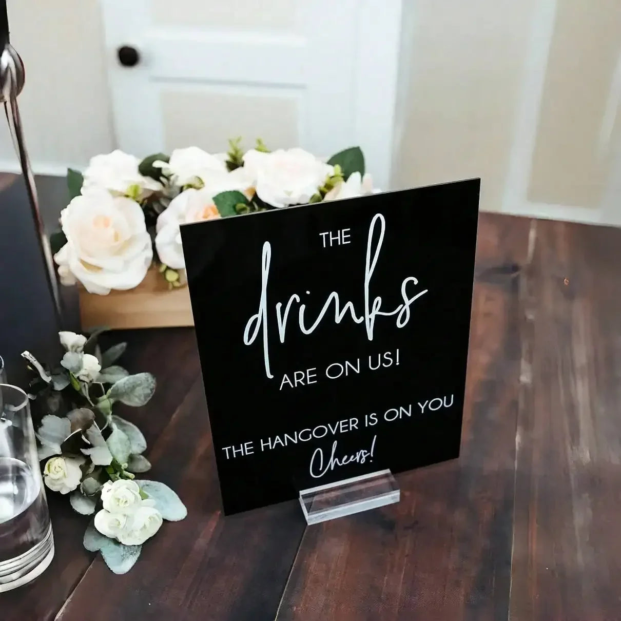 Acrylic Wedding Bar Sign — Elegant Tabletop Decor with Stand