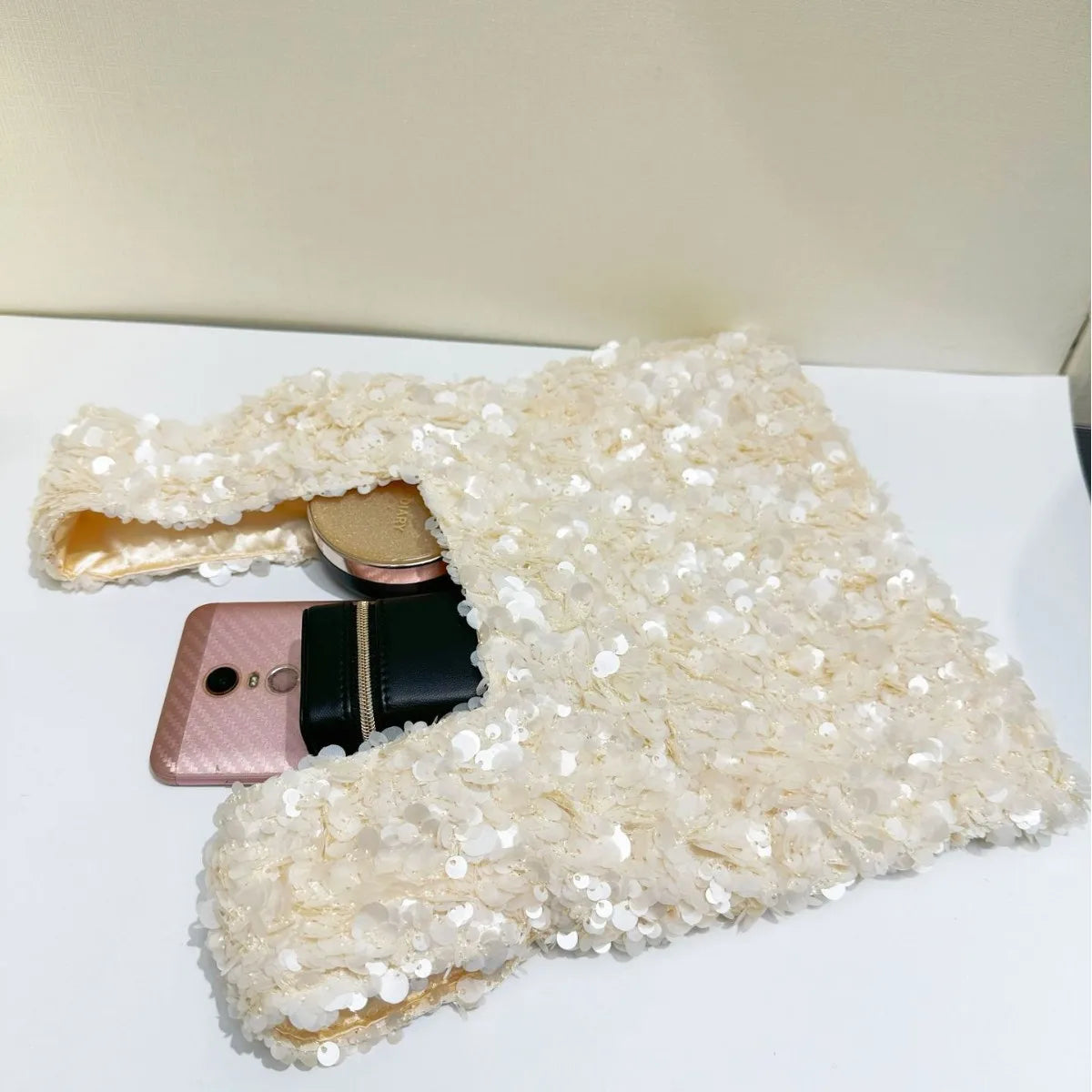 Elegant Sequin Evening Clutch — Shimmering Mini Handbag for Weddings