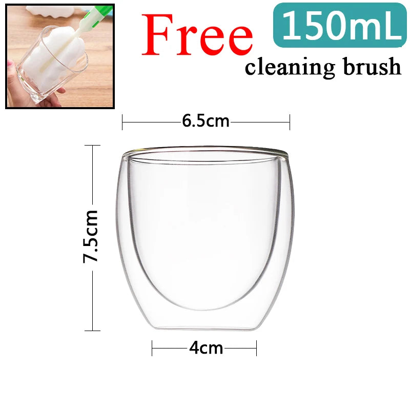 Double Wall Glass Cup Set — Heat Resistant Handmade Drinkware