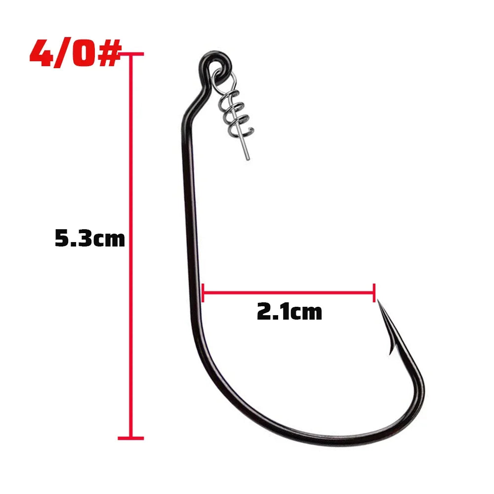 GOBAIT Screw Lock Offset Worm Hooks — Sharp Wide Gap Fishing Tackle