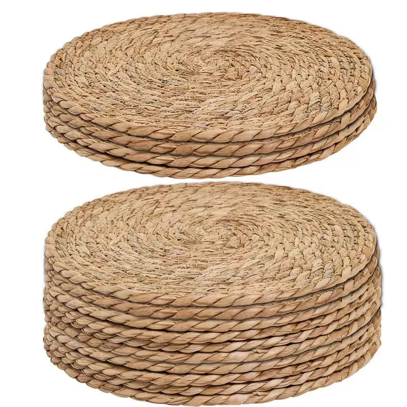 Handwoven Rattan Placemats — Round Heat Insulation Mats for Dining