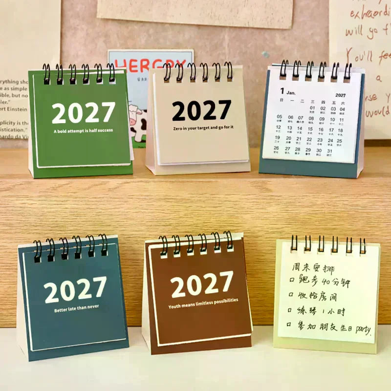 TPXCKz 2027 Mini Desk Calendar — Portable Daily Planner for Home and Office