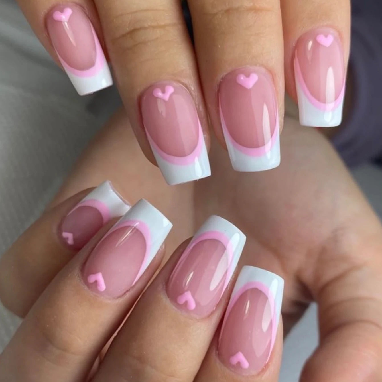 French Style Press On Nails — Glossy Nude Tip Manicure Set