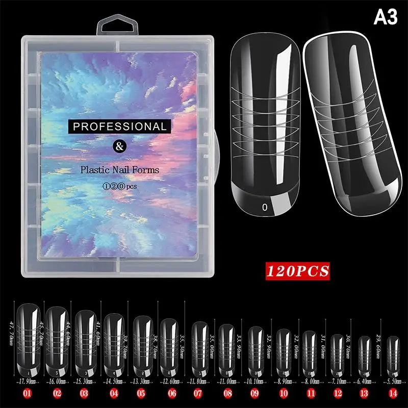 AQTOCNA Dual Form Nail Extension Tips — 120 Piece Quick Building Mold Set