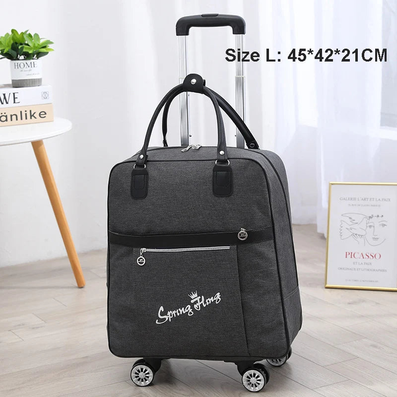 Rolling Travel Luggage Bag — Waterproof Oxford Cloth Suitcase with Wheels