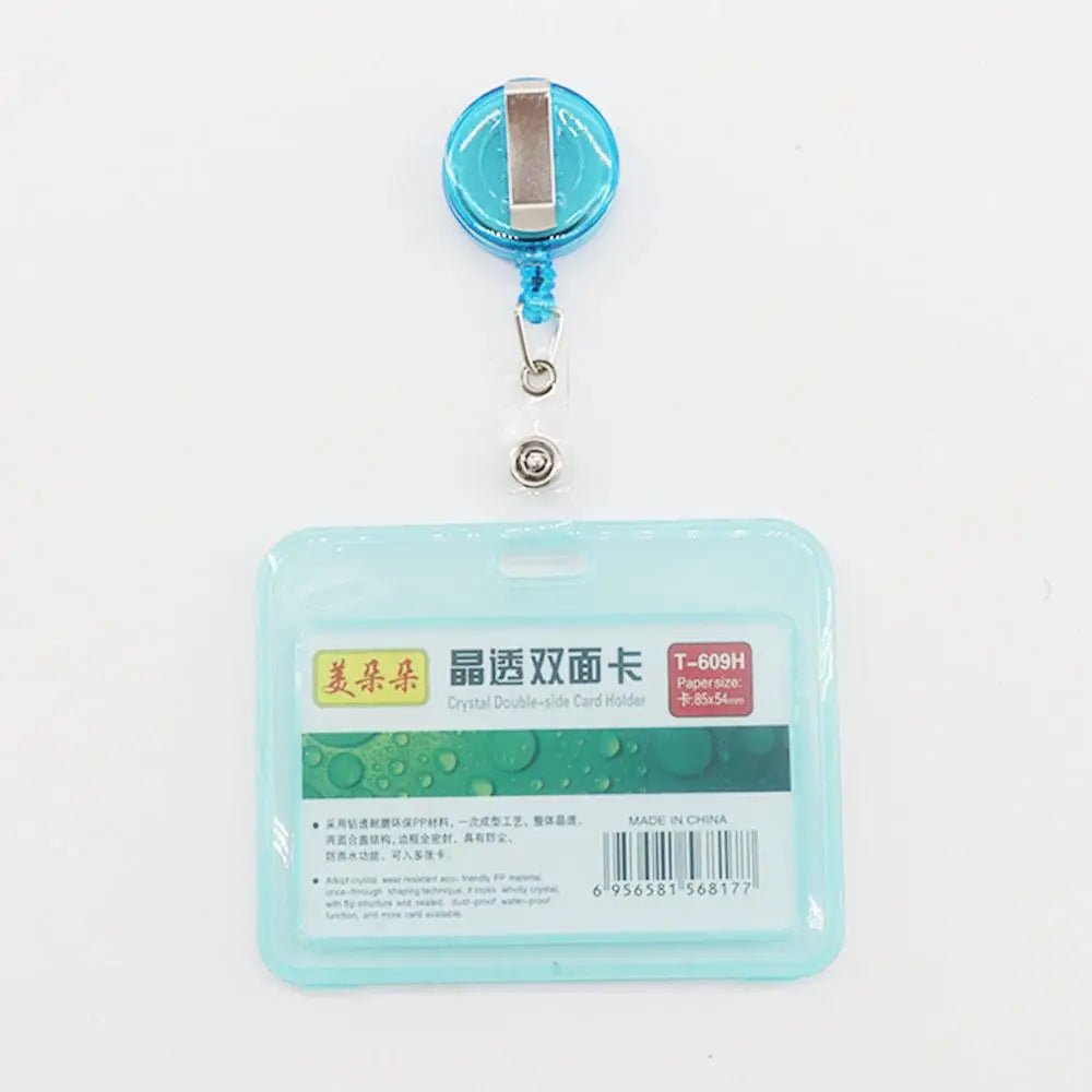 Retractable Badge Holder & Transparent Card Cover — Secure ID Protector