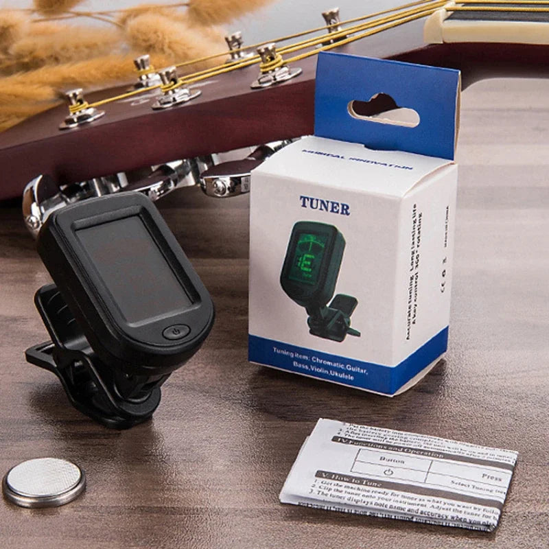 GIOIO Clip-On Chromatic Guitar Tuner — Compact Digital LCD Display