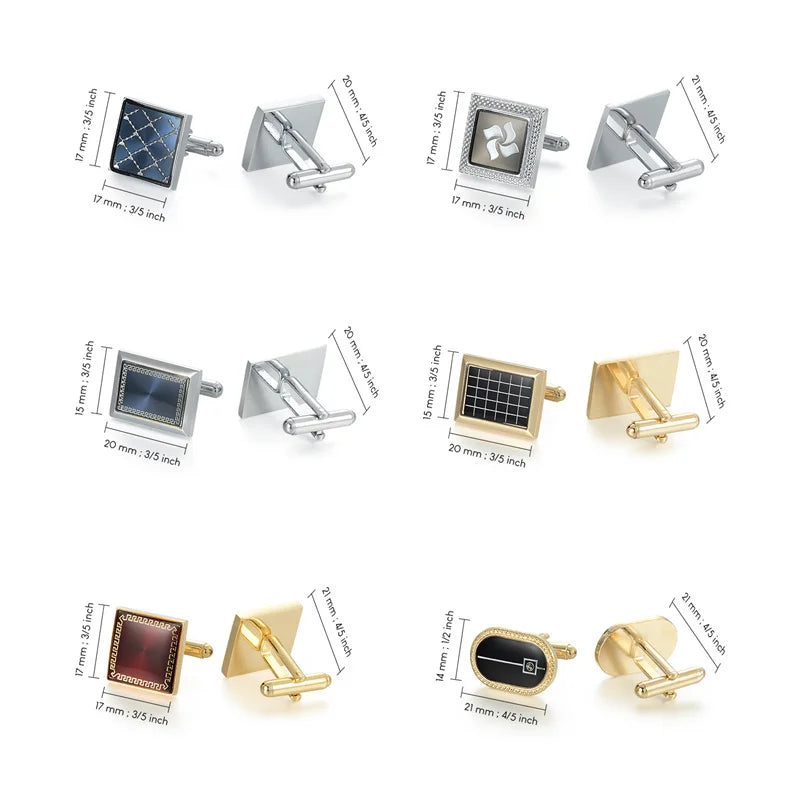 UJOY Luxury Copper Cufflinks — Elegant Round and Square Men's Jewelry Set