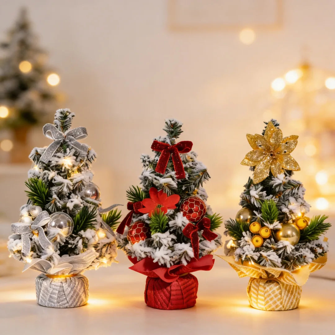Miniature Christmas Tree Ornament — Festive Desk Decor for Home or Office