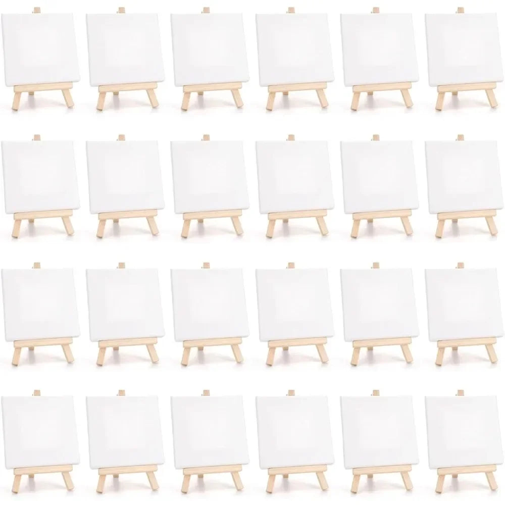 Mini Canvas and Easel Set — Blank Stretched Canvases for Art and Decor
