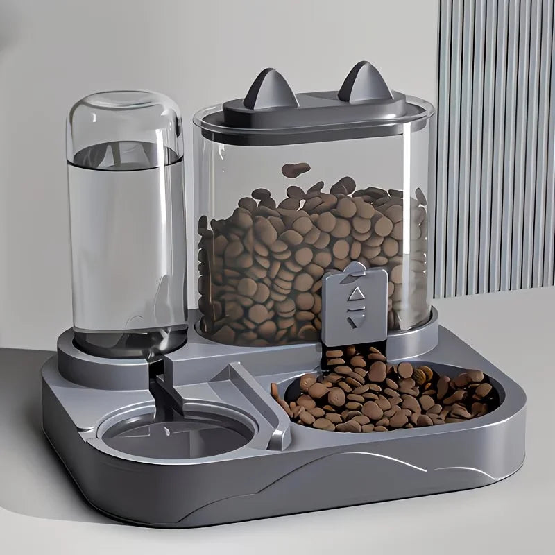 2-in-1 Pet Feeder and Water Dispenser — Dry and Wet Food Separation