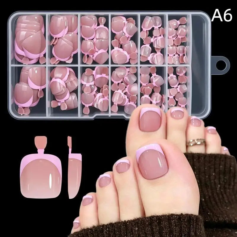 JCSYFAC Press On Toenails — 120 Piece Full Cover Set, Short Square Style