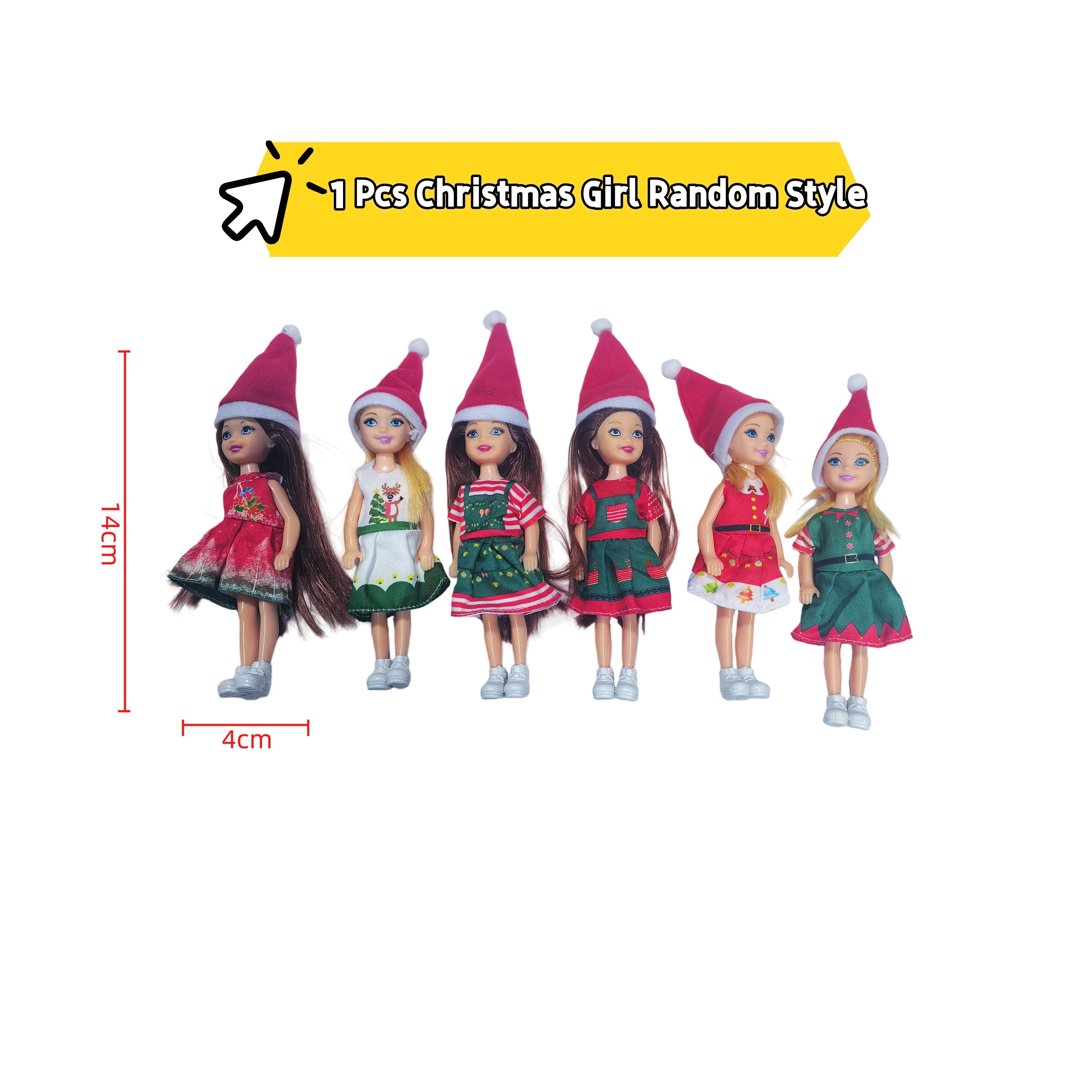 Mini Christmas Doll Figure — Festive Holiday Collectible with Clothes