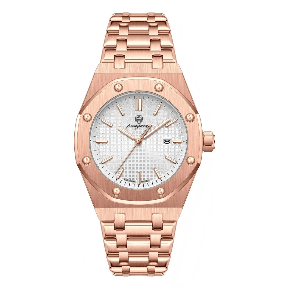 PAAZOMU Men's Business Wristwatch — Stainless Steel Quartz Watch with Luminous Date