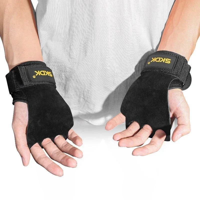 macroupta Cowhide Gym Gloves — Weightlifting Hand Protectors for Pull Ups