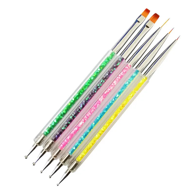 5-Piece Nail Art Tool Set — Dotting Pens and Brushes for Manicure Designs