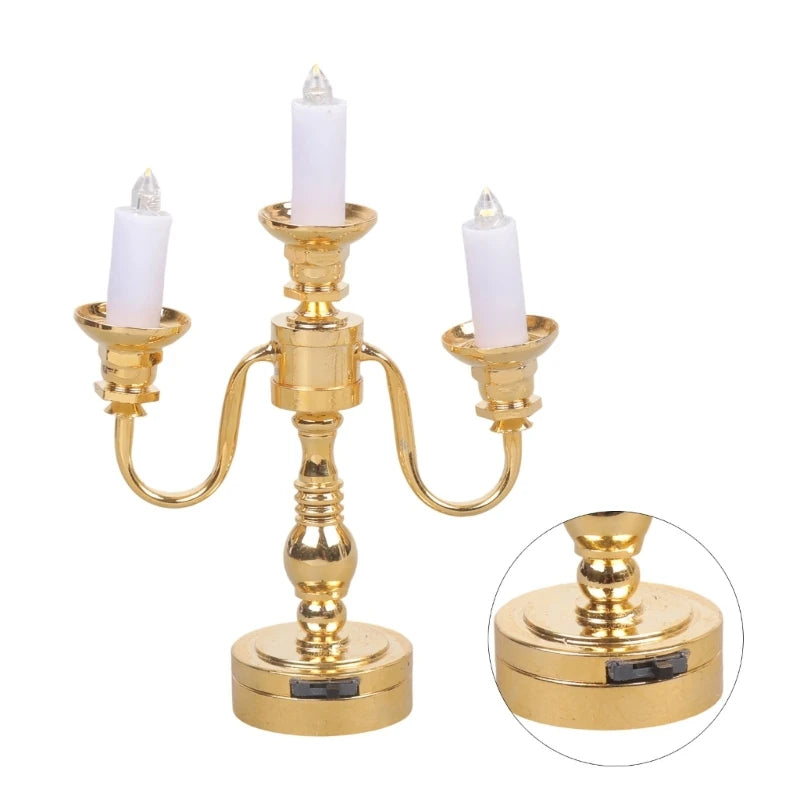 Miniature Dollhouse Table Lamp — Modern Bedside Reading Light Decor
