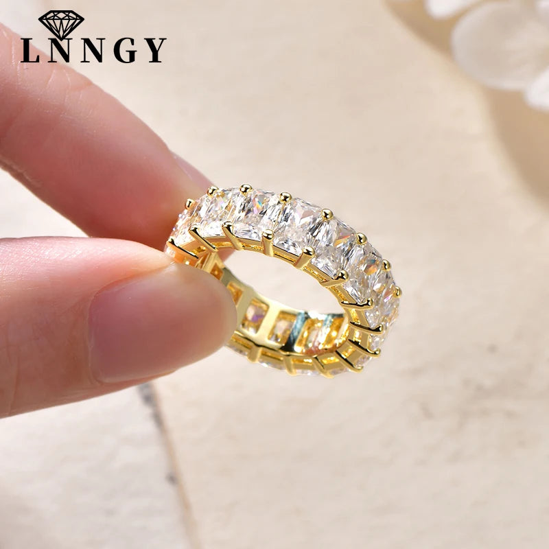 Lnngy Radiant Cut Moissanite Eternity Ring — 14k Gold Filled Wedding Band