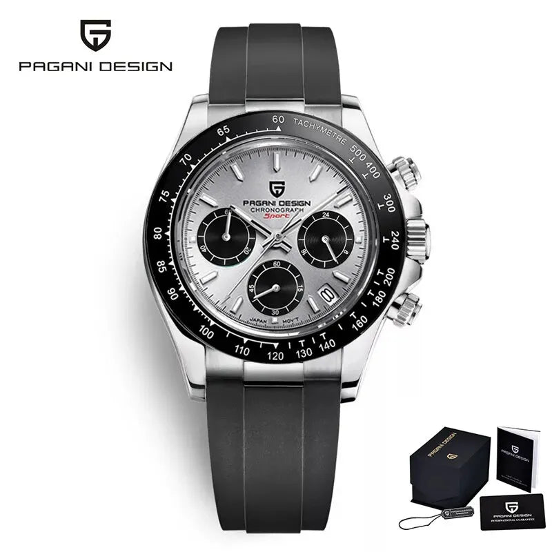 PAGANI DESIGN Luxury Chronograph Watch — Rose Gold Stainless Steel Sport Wristwatch