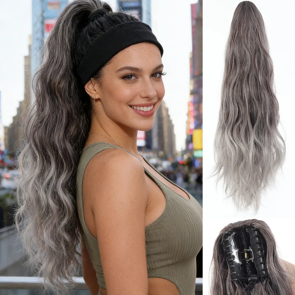 allaosify Synthetic Ponytail Wig — Water Wave Texture for Natural Look