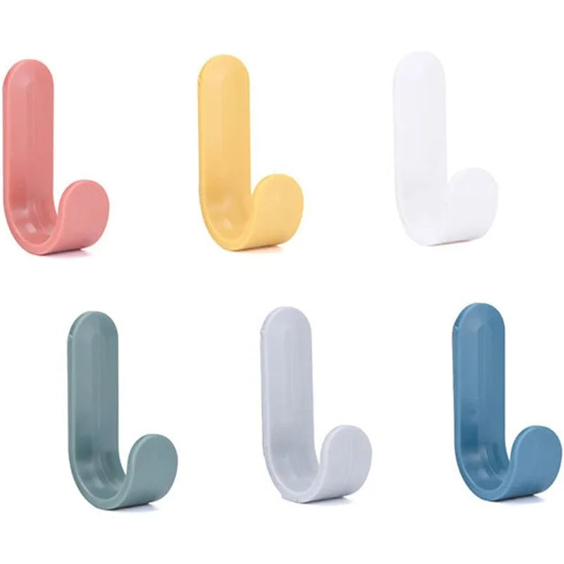 Self-Adhesive Utility Wall Hooks — Multi-Purpose Decorative Key Holder, 6 Pack