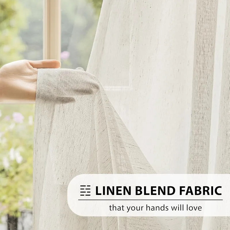 JESSANS Linen Textured Tulle Sheer Curtains — Luxury S-Fold Drapes for Home
