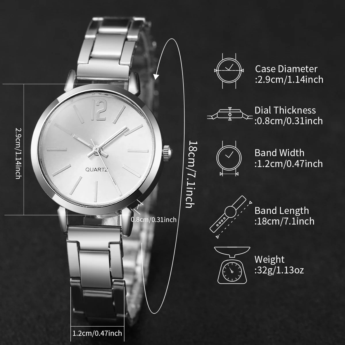 Women's Quartz Watch and Cuff Bracelet Set — Elegant Gold Steel Jewelry Duo