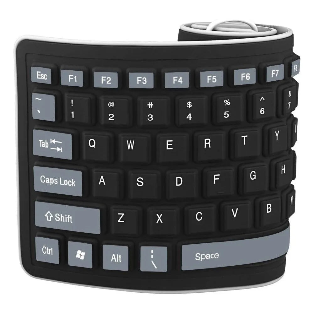 Flexible Silicone Wired Keyboard — Waterproof and Foldable Design