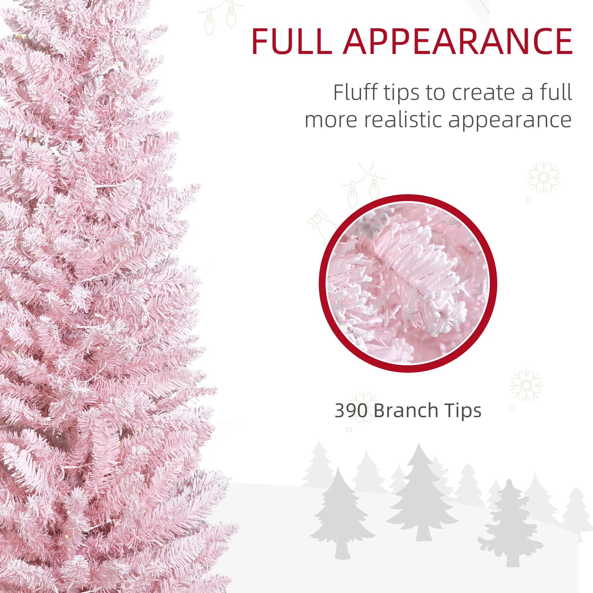 HOMCOM 6ft Pink Artificial Christmas Tree — Prelit with Warm White LEDs