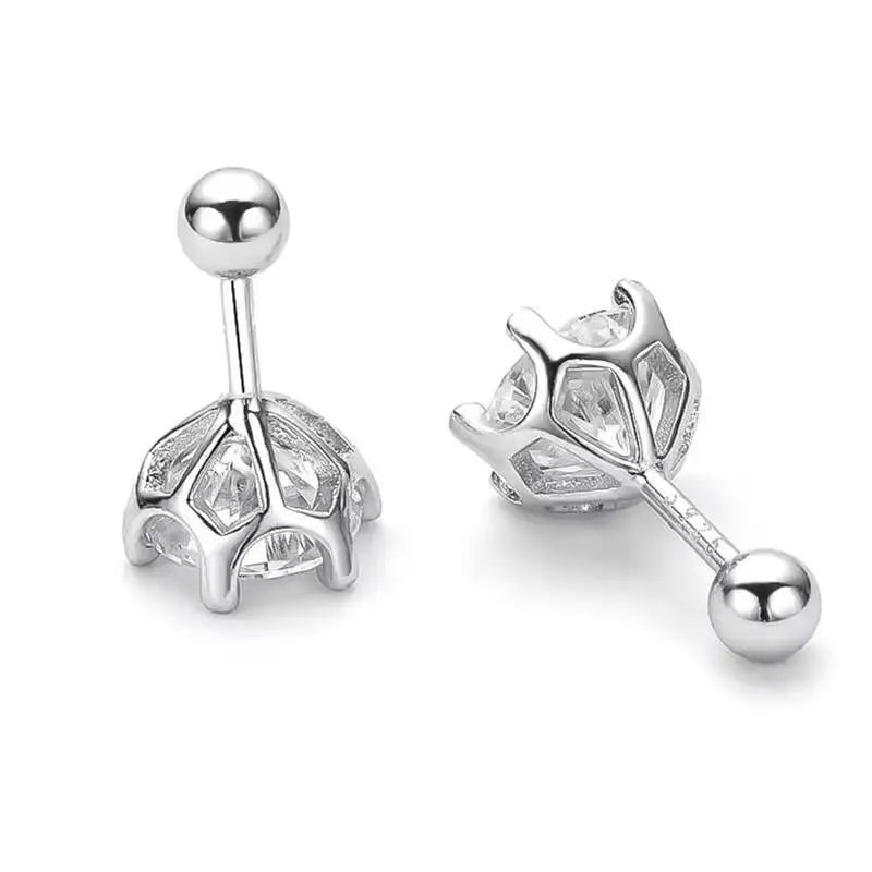 Moissanite Round Cut Stud Earrings — 925 Sterling Silver Fine Jewelry