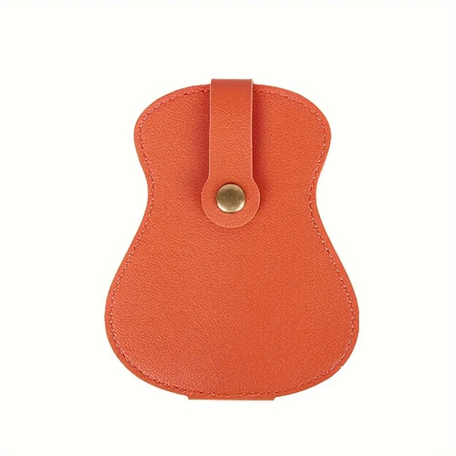 Guitar Shape Pick Storage Bag — Leather Pouch for 18 Picks