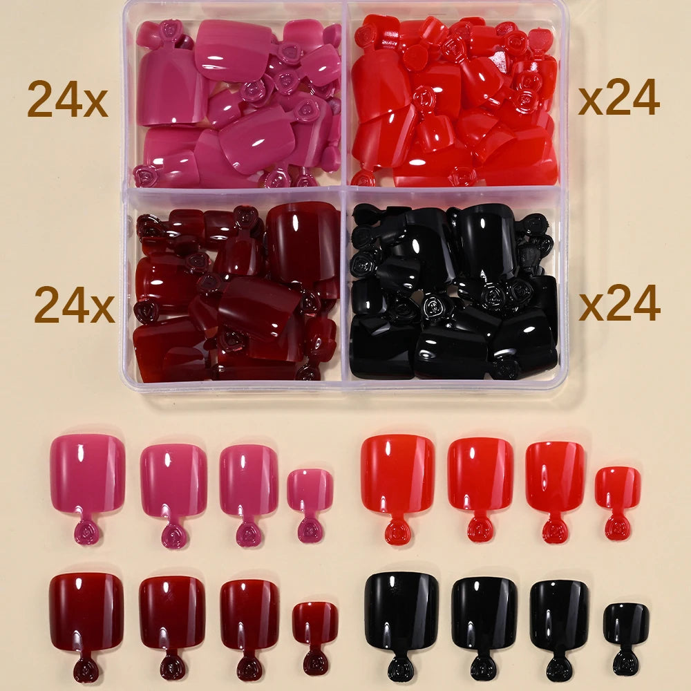 MAFANAILS Solid Color Press On Toenails — Short Square Full Cover Tips
