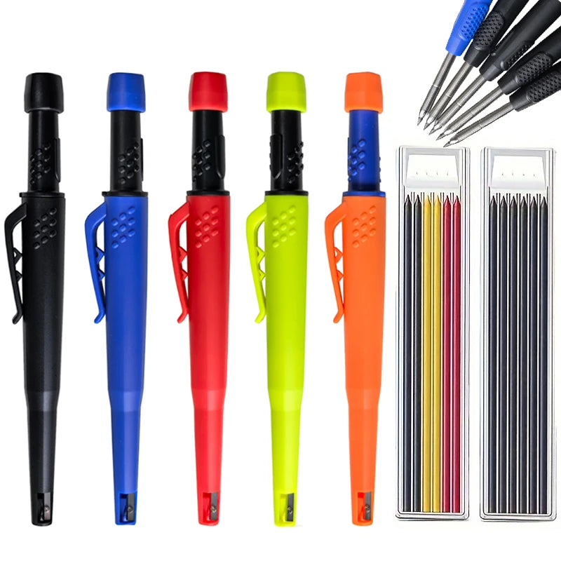 MROOFUL Carpenter Mechanical Pencil Set — Deep Hole Marking Tool with Sharpener