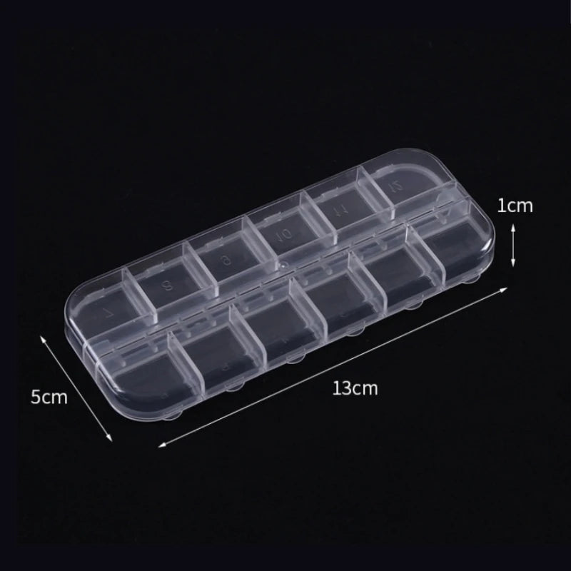 NAILFYOU Nail Art Accessories Storage Box — 12 Grid Transparent Organizer