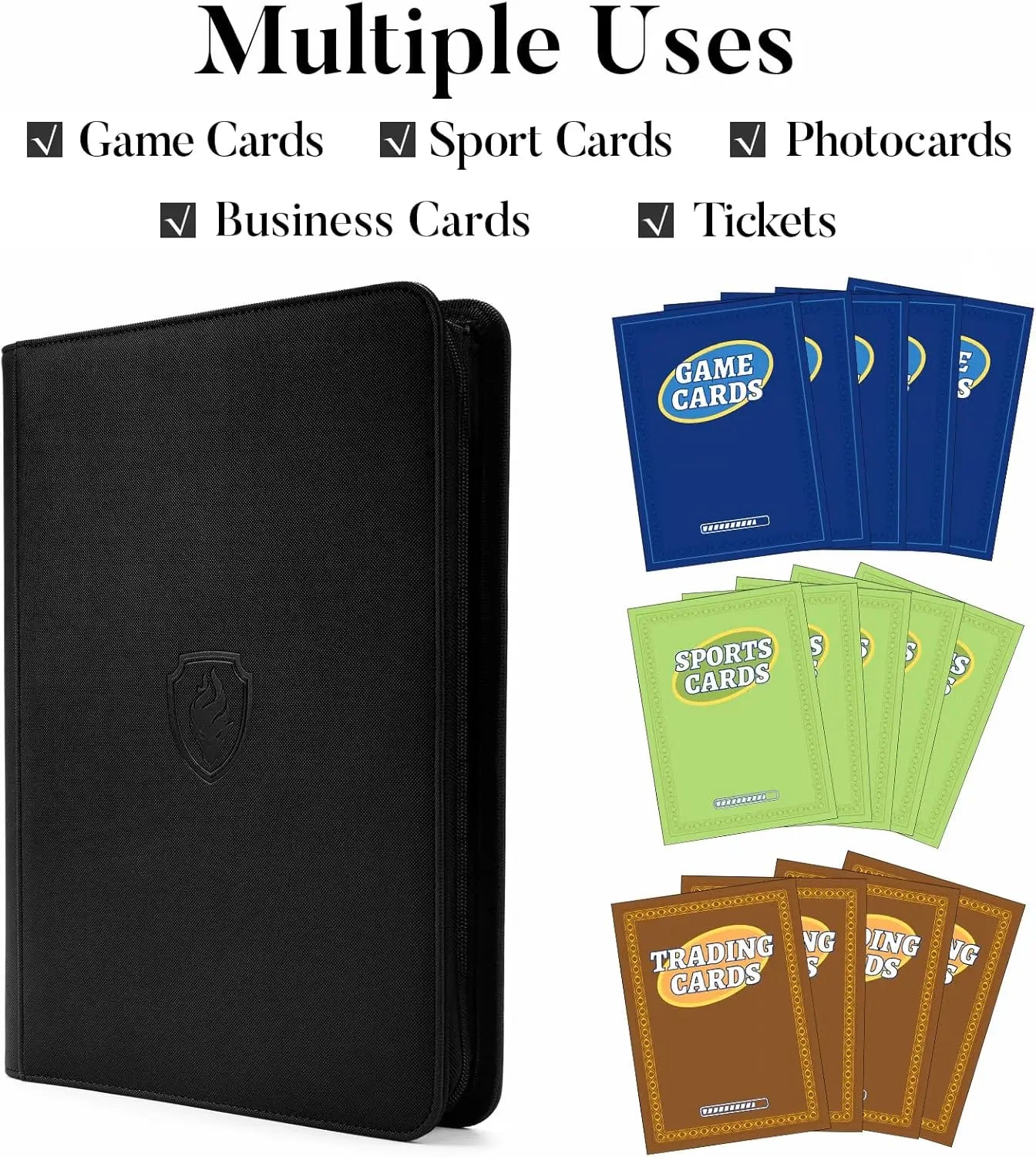 9-Pocket Zipper Card Binder — Premium PU Leather Trading Card Holder