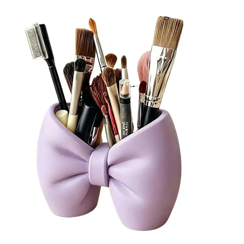 HELTFARM Bow Shaped Makeup Brush Organizer — Large Capacity Vanity Storage