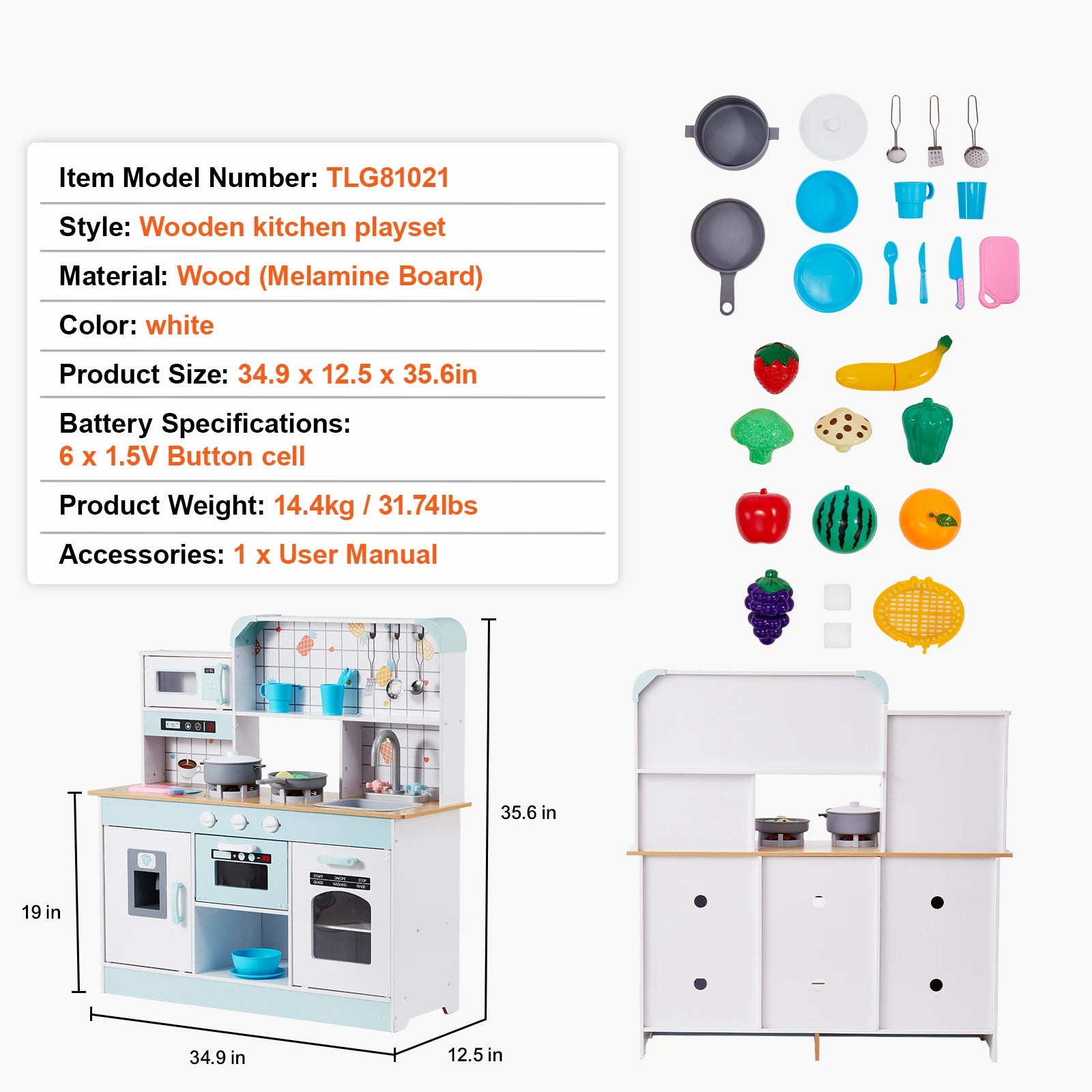 SucceBuy Wooden Kids Kitchen Playset — Chef Roleplay Toy with Lights & Sounds