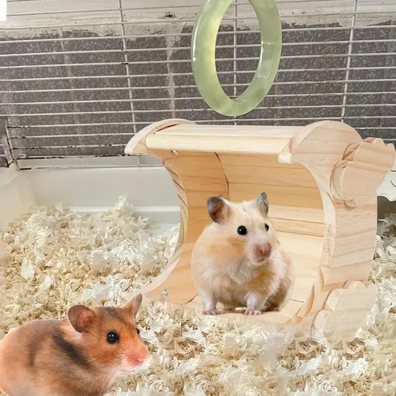 Wooden Moon-Shaped Pet Hideaway — Cozy Small Animal Shelter
