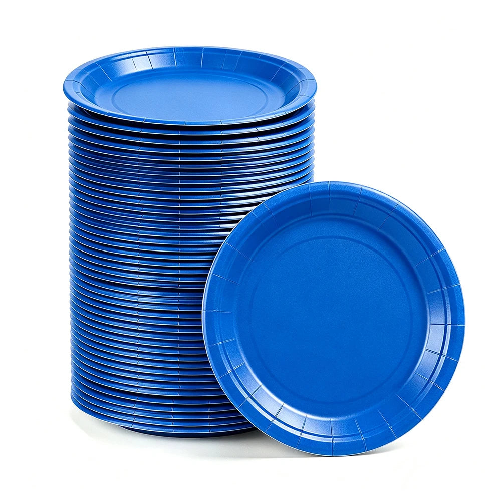 Solid Color Paper Plates — Disposable 7-Inch Party Tableware