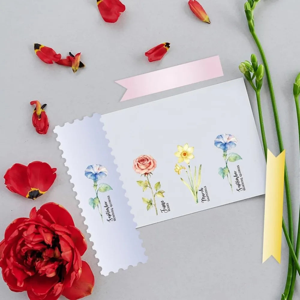 Floral Bookmark Clear Stamps — Botanical Pattern Set for Scrapbooking