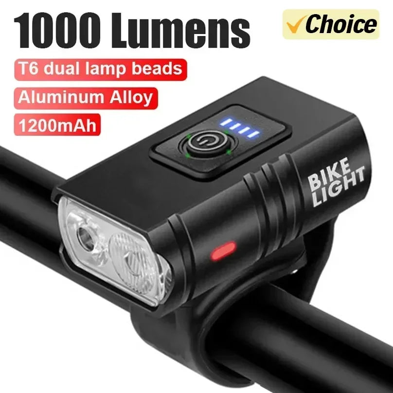 Rechargeable Bicycle LED Headlight — Waterproof Front and Rear Safety Lights