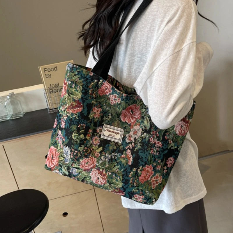 macroupta Women's Canvas Tote Bag — Spacious Shoulder Bag with Zipper