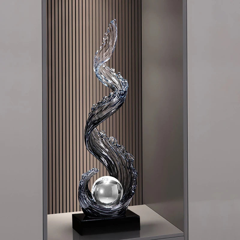 Abstract Resin Sculpture Decor — Modern Vertical Art for Living Room
