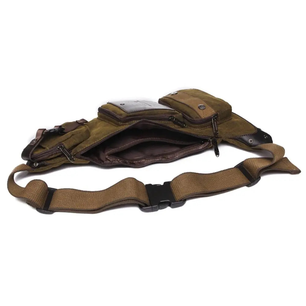 HAOSHUAI Men's Canvas Sling Bag — Vintage Cross Body Messenger Pack