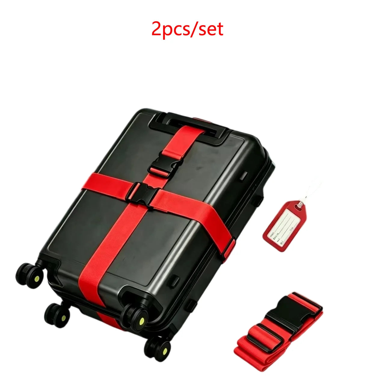 Luggage Security Set — Travel Strap and Identification Tag, 2-Piece Kit