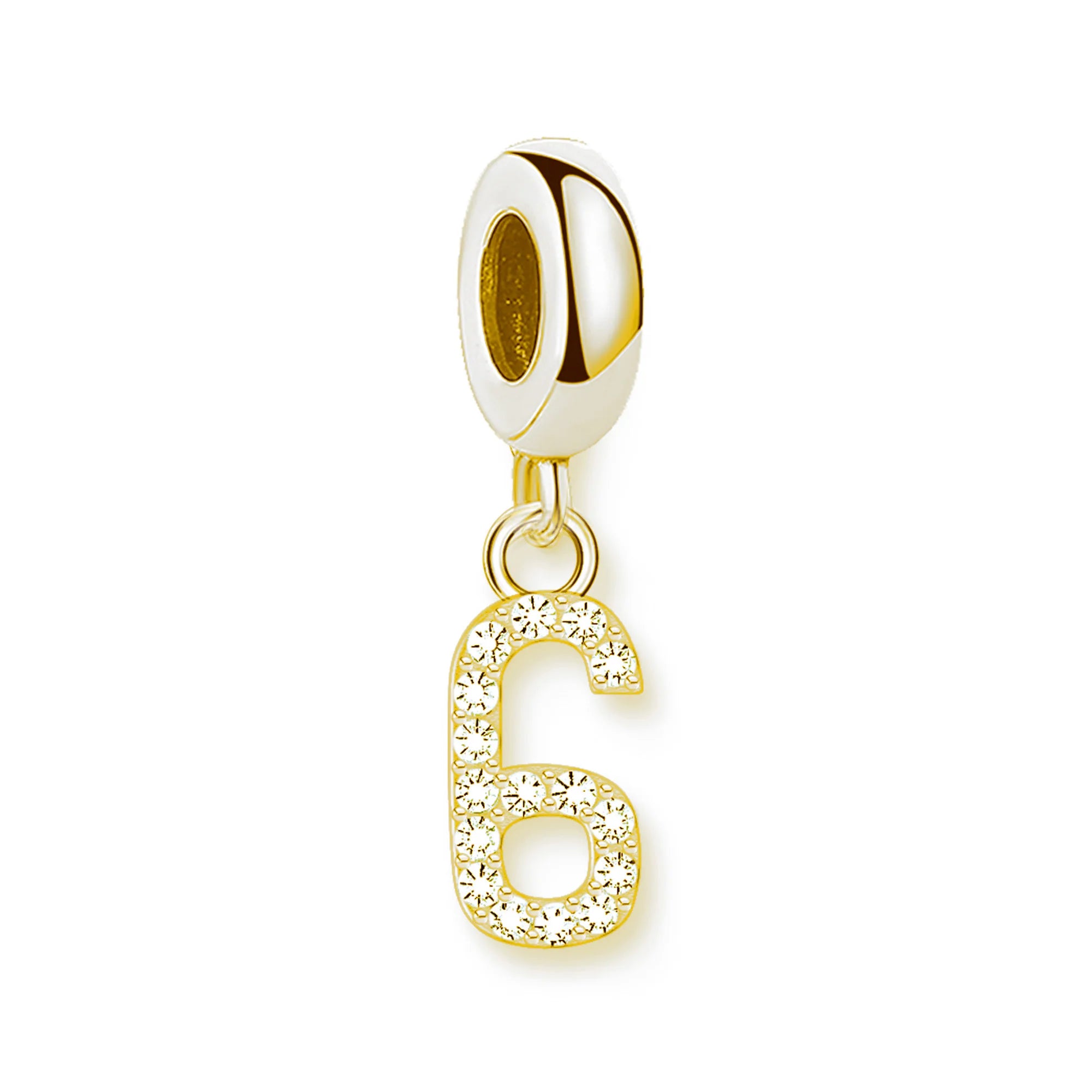 Thaddaeus Gold Plated Number Letter Charm — 925 Sterling Silver Zirconia Pendant