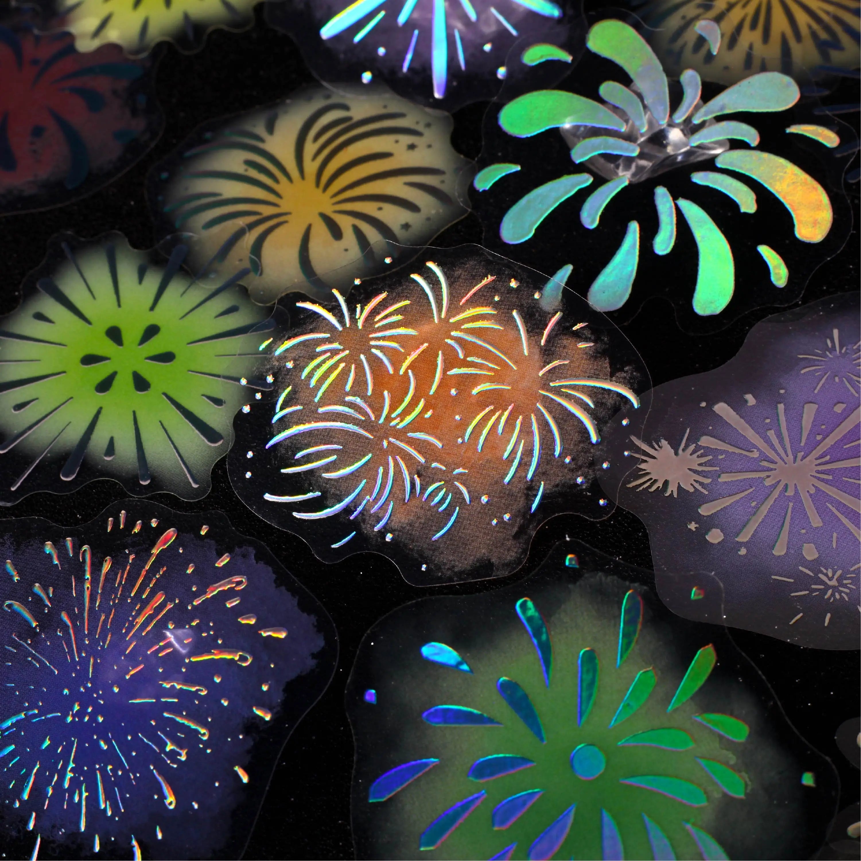 Firework Theme PET Stickers — Decorative Decals for Scrapbooking & Journals