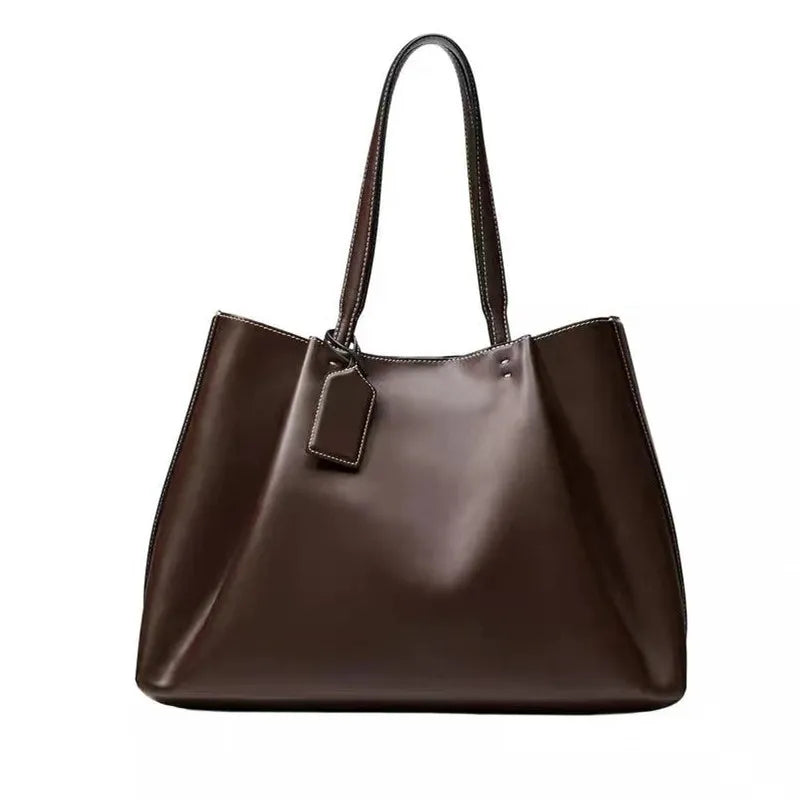 Ruched PU Leather Handbag — Large Shoulder Bag & Crossbody Bucket Bag