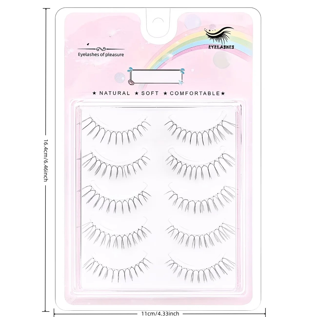 Reusable False Eyelashes — Ultra-Thin Transparent Strip Lashes, 5 Pairs